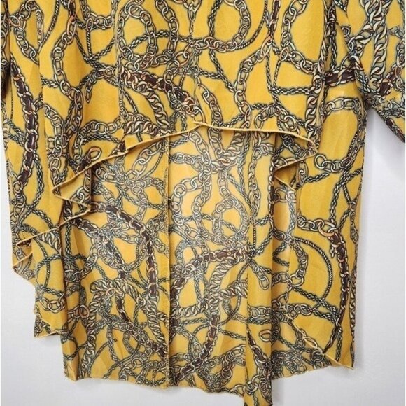Ups & Downs long sleeve button down  high to low chain print blouse size 1X - Picture 2 of 7